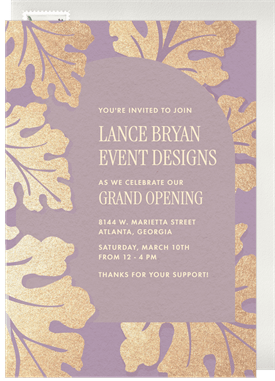 'Gilded Oak Leaves' Grand opening Invitation