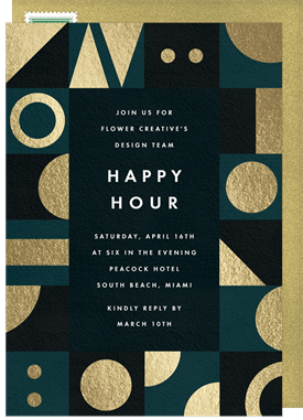 'Gilded Geometric Shapes' Happy Hour Invitation