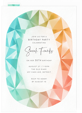 'Colorful Gem' Adult Birthday Invitation