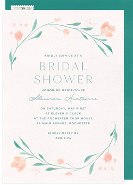 'Simple Wreath' Bridal Shower Invitation