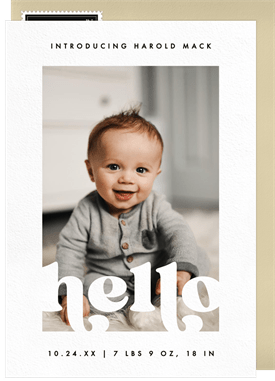 'Retro Hello' Birth Announcement