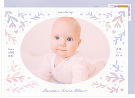 'Iridescent Florals' Birth Announcement