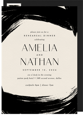 'Inky Strokes' Rehearsal Dinner Invitation