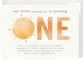 'Sunshine Turns One' Kids Birthday Invitation