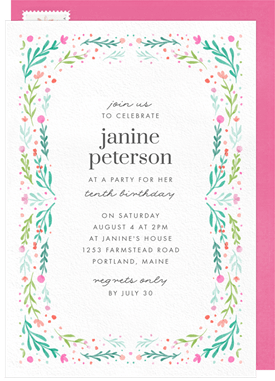 'Flowerworks' Kids Birthday Invitation