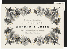 'Delicate Evergreen Border' Business Holiday Greetings Card