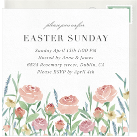 'Blooming Flowers' Easter Invitation