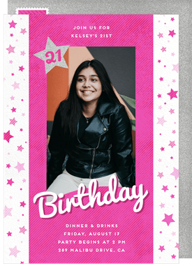 'Playful Pink' Adult Birthday Invitation