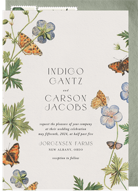 'Vintage Butterflies' Wedding Invitation