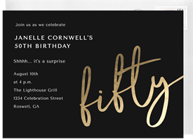 'Script Fifty' Adult Birthday Invitation