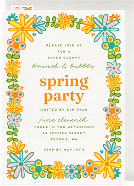 'Cheery Folk Floral' Entertaining Invitation