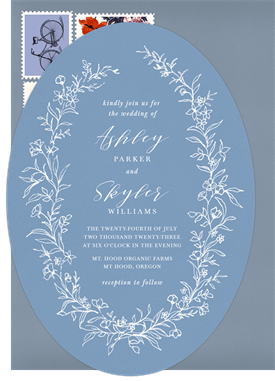 'Romantic Linework Wreath' Wedding Invitation