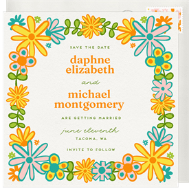 'Cheery Folk Floral' Wedding Save the Date