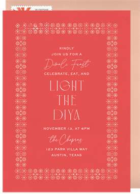 'Papel Picado Border' Diwali Invitation