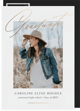 'Delicate Foiled Grad' Graduation Announcement