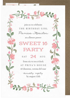 'Friendly Blooms' Sweet 16 Invitation