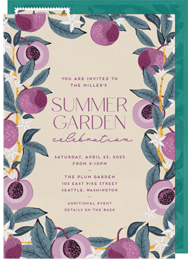 'Plum Perfect' Summer Party Invitation