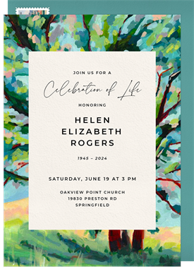 'Painted Oak' Memorial Invitation