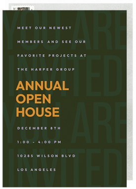 'Bold Text Overlay' Open House Invitation