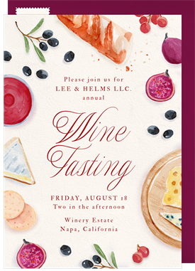 'Watercolored Wine Tasting' Company Retreat Invitation