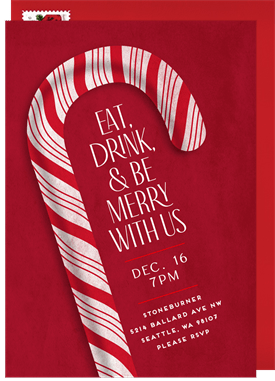 'Whimsical Candy Cane' Business Holiday Party Invitation