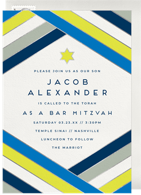 'Cool Diagonal' Bar Mitzvah Invitation