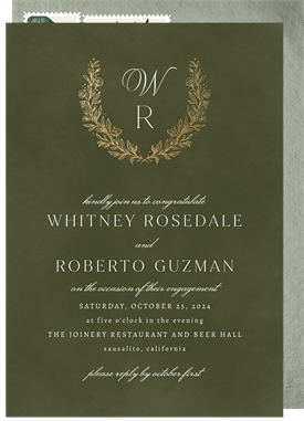 'Classic Gilded Monogram' Party Invitation