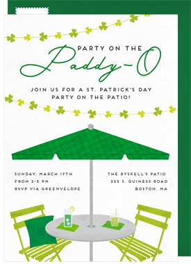 'St. Paddy's Patio' St. Patrick's Day Invitation