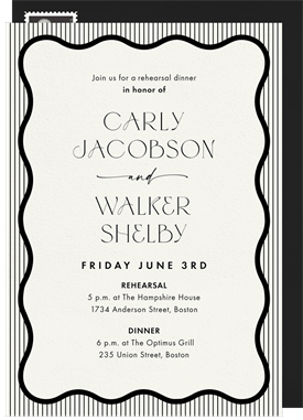 'Pinstripe Wave' Rehearsal Dinner Invitation