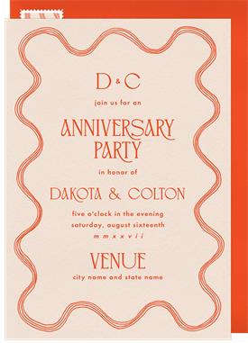 'Modern Squiggle' Anniversary Party Invitation