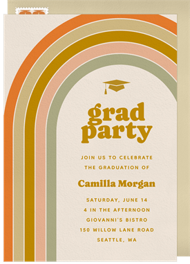 'Retro Rainbow' Graduation Invitation