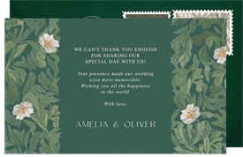 'Art Nouveau Florals' Wedding Thank You Note