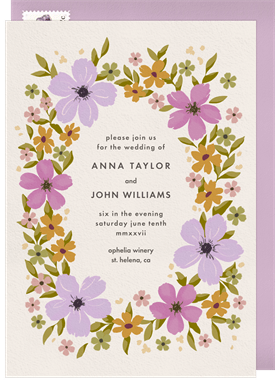 'Earthy Floral Wreath' Wedding Save the Date