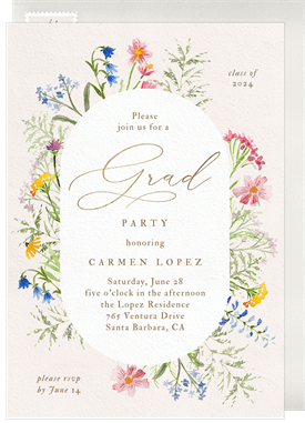 'Painted Wildflower Frame' Graduation Invitation