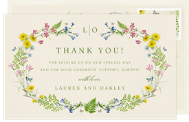 'Wildflower Laurels' Wedding Thank You Note