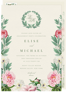 'Romantic Peonies' Party Invitation