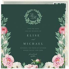 'Romantic Peonies' Wedding Save the Date