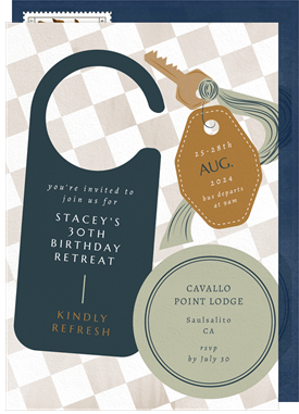 'Hotel Retreat' Adult Birthday Invitation