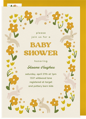 'Bunny Blossoms' Baby Shower Invitation