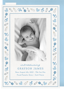 'Darling Baby Border' Birth Announcement