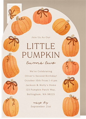 'Pumpkins and Bows' Kids Birthday Invitation