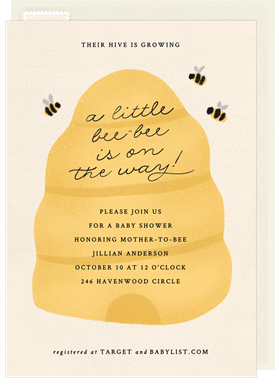 'Bee Bee Is On The Way' Baby Shower Invitation