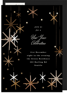 'New Year Sparkle' New Year's Party Invitation