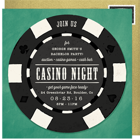 'Poker Chip' Bachelor Party Invitation