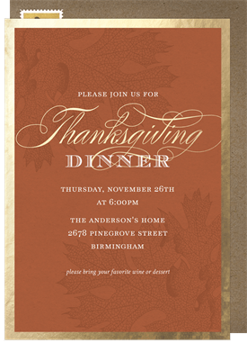 'Thanksgiving Gold Leaf' Thanksgiving Invitation