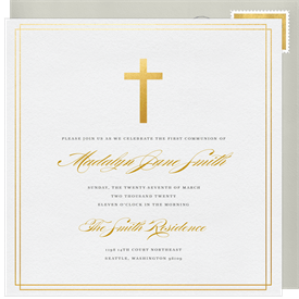 'Simple Cross' First Communion Invitation