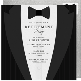 'Black Tux' Retirement Invitation