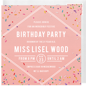 'Rainbow Sprinkles' Adult Birthday Invitation