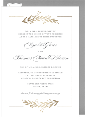 'Foil Laurels' Wedding Invitation