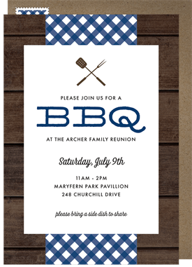 'BBQ Picnic' Entertaining Invitation